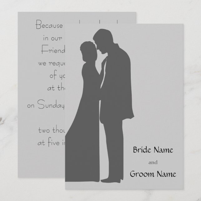 Invitación a la silueta de novia y novio (Anverso / Reverso)