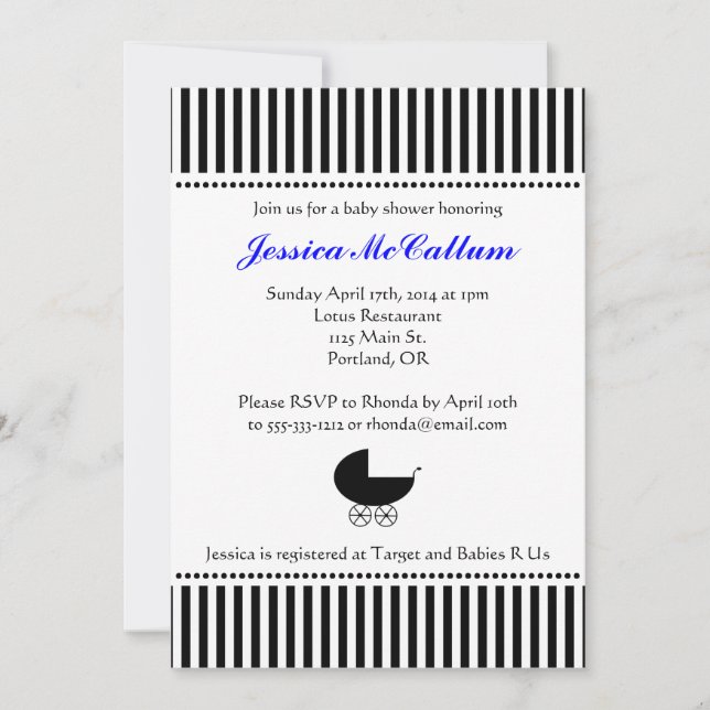 Invitación a la silueta de Stroller - Azul brillan (Anverso)