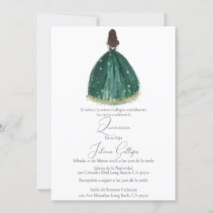 Invitación a la silueta verde de Quinceañera