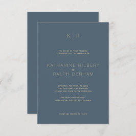 Invitación a la simple boda azul medianoche modern