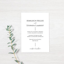 Invitación a la simple boda blanca y negra moderna