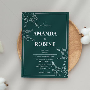 Invitación a la simple boda botánica verde