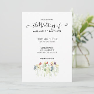 Invitación a la simple boda de flores silvestres