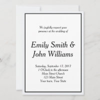 Invitación a la simple boda elegante en blanco y n