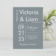 Invitación a la simple boda gris moderna