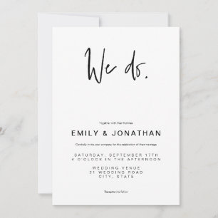 Invitación a la simple boda Minimalista moderna