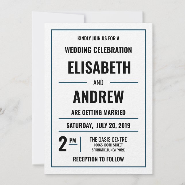 Invitación a la simple boda moderna (Anverso)