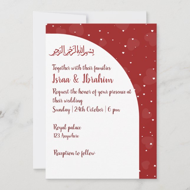 Invitación a la simple boda romántica de corazón r (Anverso)