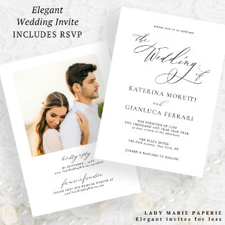 Invitación a la simple y elegante boda fotográfica