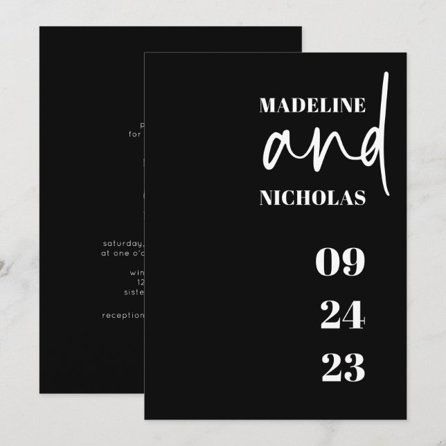 Invitación a la simple y moderna boda Minimalista  (Anverso / Reverso)