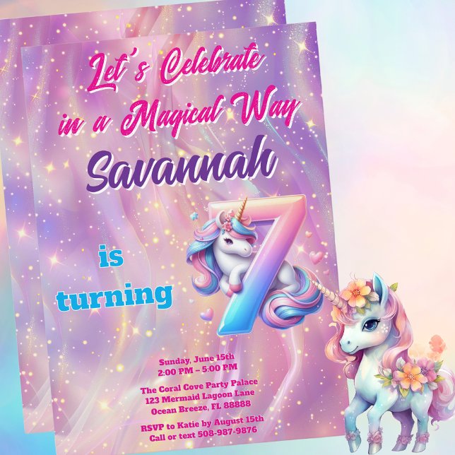 Invitación a la sincera fiesta de cumpleaños de Un (Magical Unicorn Birthday Party Invitation)