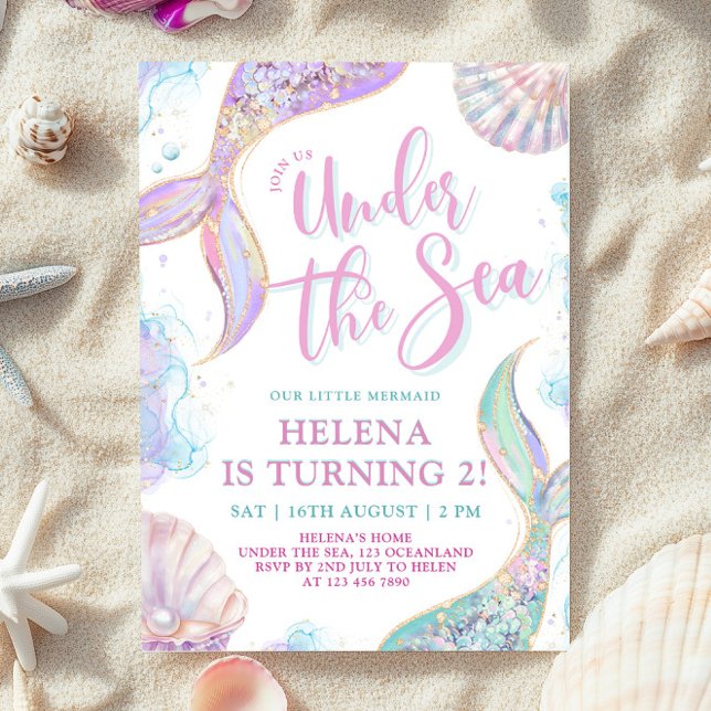 Invitación a la sirena bajo el mar, segundo cumple (Subido por el creador)