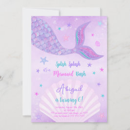 Invitación a la sirena de color agua