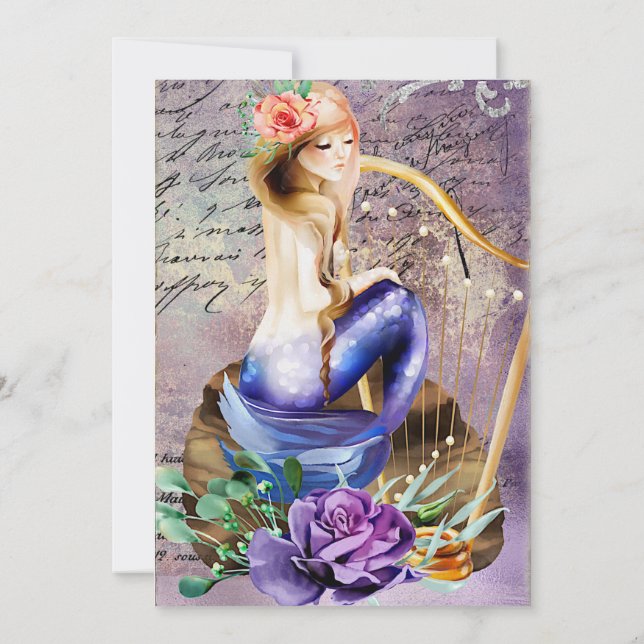 Invitación a la sirena de fantasía Quinceañera (Reverso)