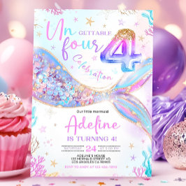 Invitación a la Sirena para el 4° Cumpleaños Un 44