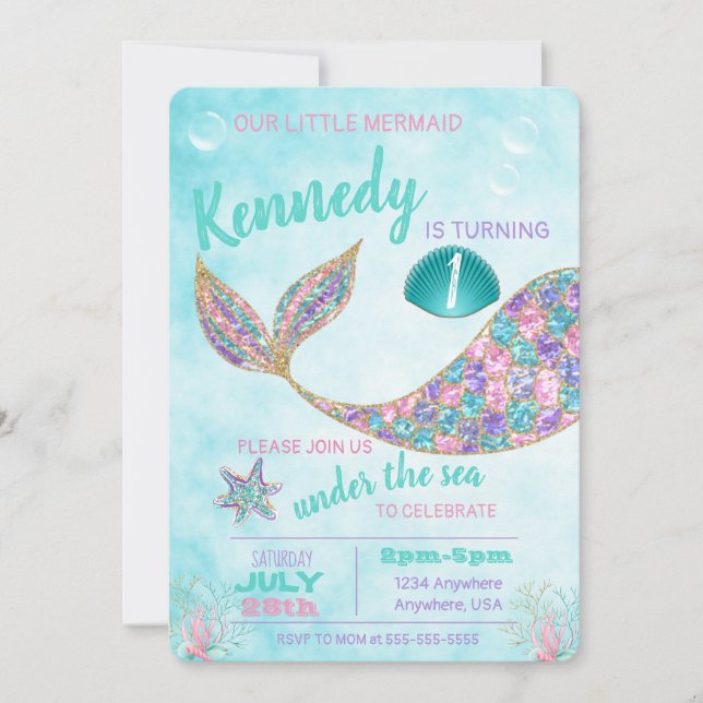Invitación a la sirena Purpurina, Bajo el Fiesta d (Anverso)