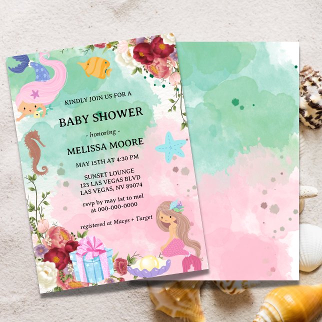 Invitación a la Sirenita Bajo El Mar en Baby Showe (Subido por el creador)