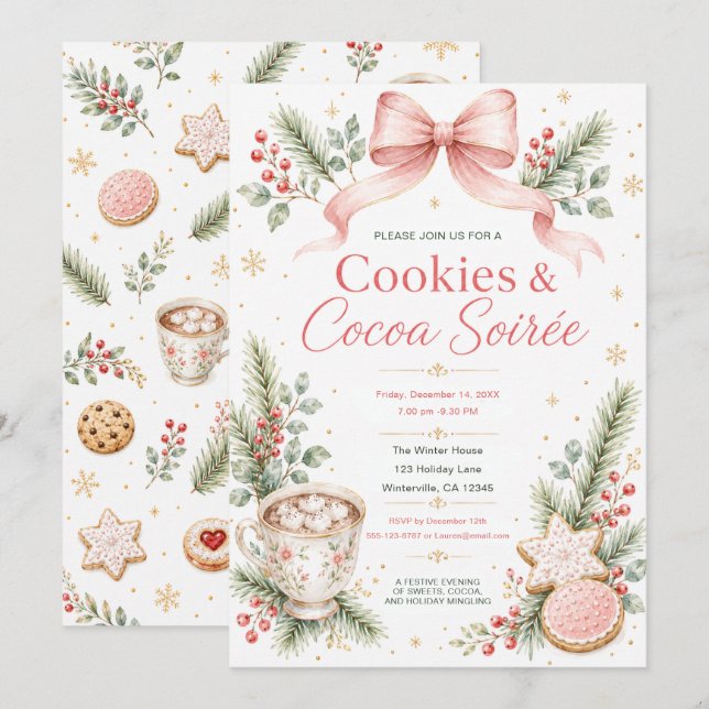 Invitación a la Soirée de Galletas y Cacao (Anverso / Reverso)