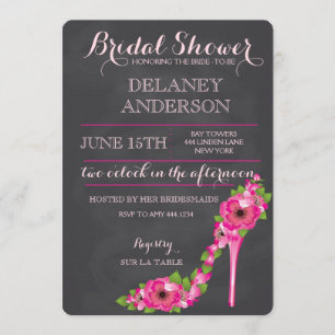 Invitación a la soltera con tacón floral con ducha