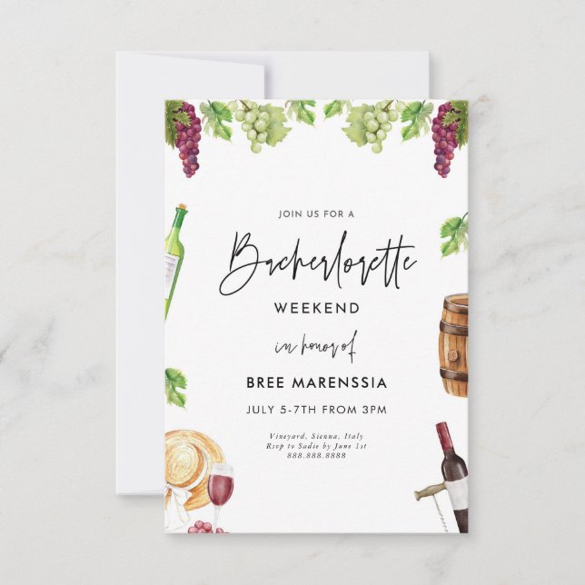 Invitación a la soltera de vino (Anverso)