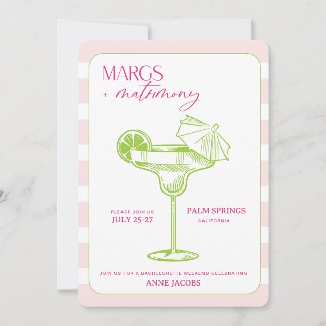 Invitación a la soltera Margs and Matrimony (Anverso)