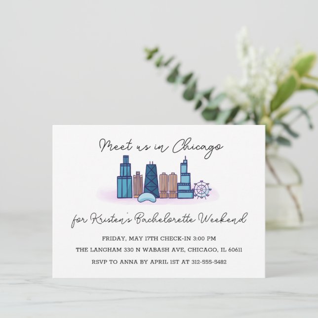 Invitación a la soltera Minimalista de Chicago (Anverso de pie)