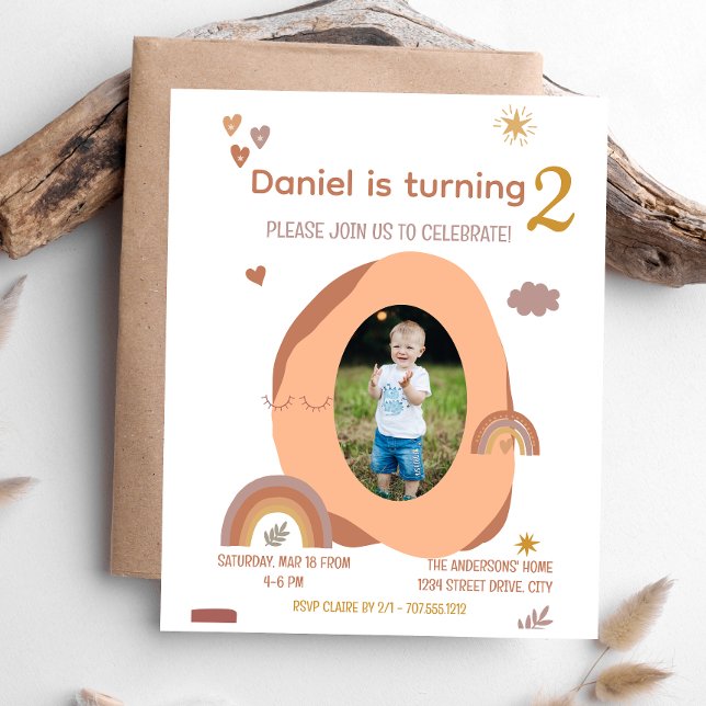 Invitación a la tarjeta de cumpleaños Boy 2th con  (Subido por el creador)