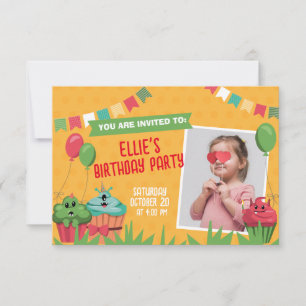 Invitación a la tarjeta de cumpleaños Cupcake Cute