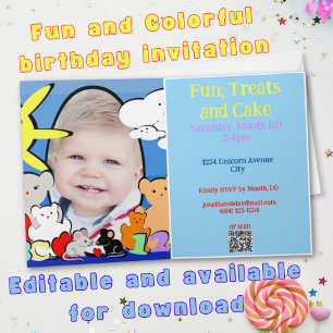 Invitación a la tarjeta de cumpleaños de animales 