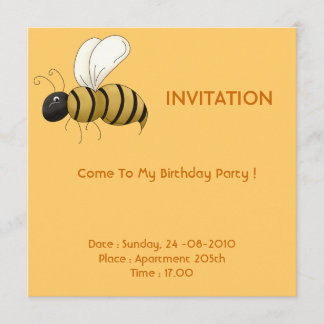 Invitación a la tarjeta de cumpleaños de Bee
