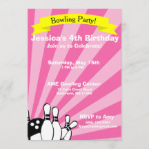 Invitación a la tarjeta de cumpleaños de boliche