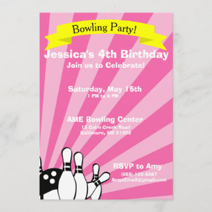 Invitación a la tarjeta de cumpleaños de boliche