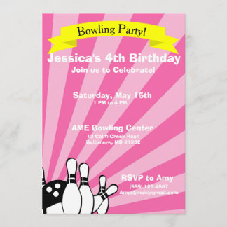 Invitación a la tarjeta de cumpleaños de boliche