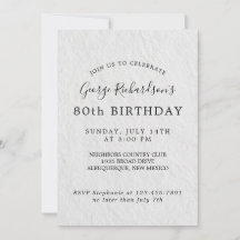 Invitación a la Tarjeta de Cumpleaños número 80