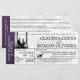 Invitación a la tarjeta de embarque de Boda de Bra