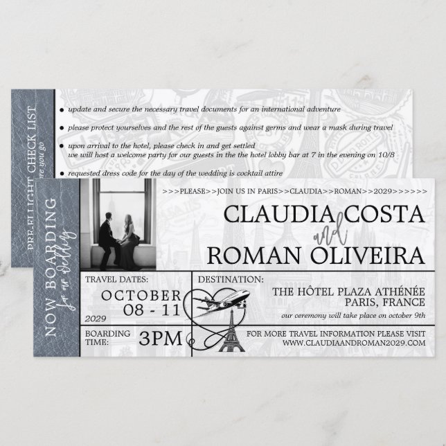 Invitación a la tarjeta de embarque Silver Paris B (Anverso / Reverso)
