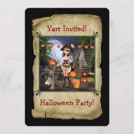 Invitación a la tarjeta de fiesta de Chica pirata