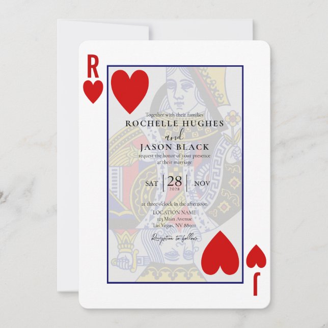 Invitación a la tarjeta de juego King Queen (Anverso)