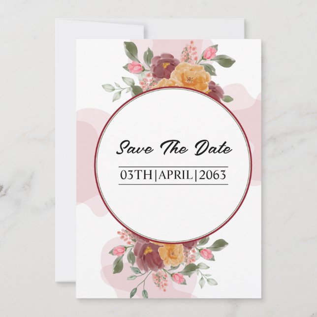 Invitación a la tarjeta de matrimonio floral marco (Reverso)