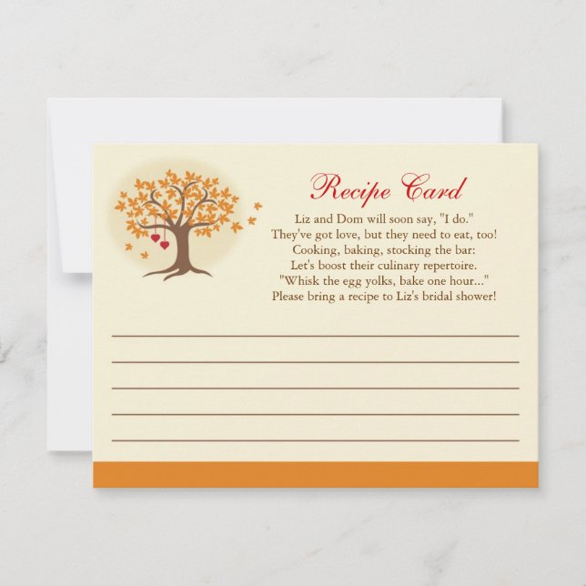 Invitación a la tarjeta de receta del árbol de oto (Anverso)