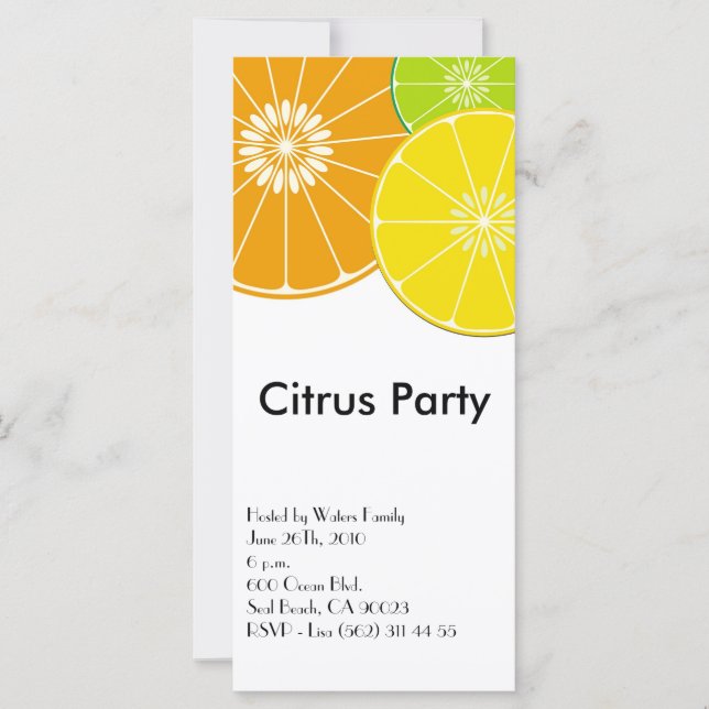 Invitación a la tarjeta para rack Citrus Fiesta (Anverso)