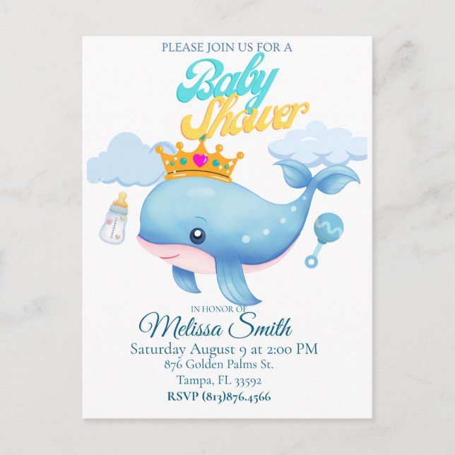 Invitación a la tarjeta postal Baby Shower de Baby (Anverso)