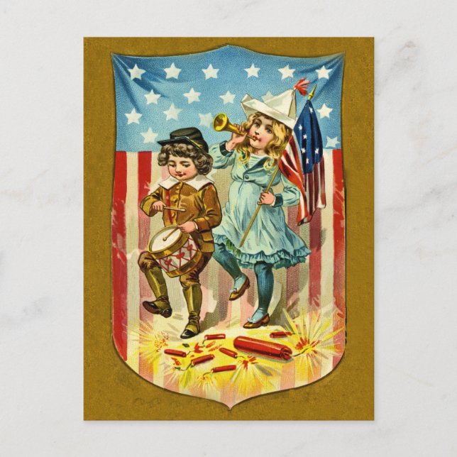 Invitación a la tarjeta postal del cuarto de julio (Anverso)