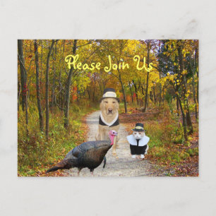 Invitación a la tarjeta postal del día de Acción d