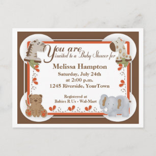 Invitación a la tarjeta postal Safari Baby Shower