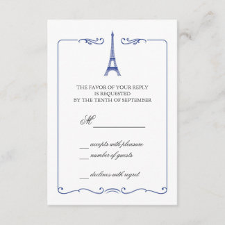 Invitación a la tarjeta RSVP de la Torre Eiffel El