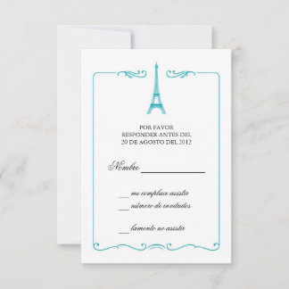 Invitación a la tarjeta RSVP de la Torre Eiffel El