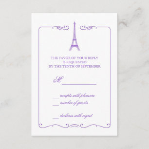 Invitación a la tarjeta RSVP de la Torre Eiffel El