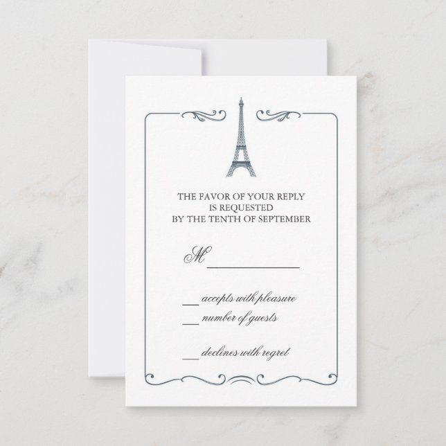 Invitación a la tarjeta RSVP de la Torre Eiffel El (Anverso)