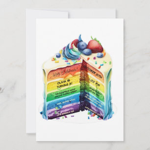 Invitación a la tarta de cumpleaños con arcoiris